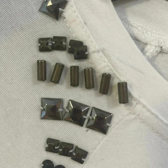 [S]Double D Ranch Embellished Beads/Studs  White Tunic Top - Picture 8 of 8